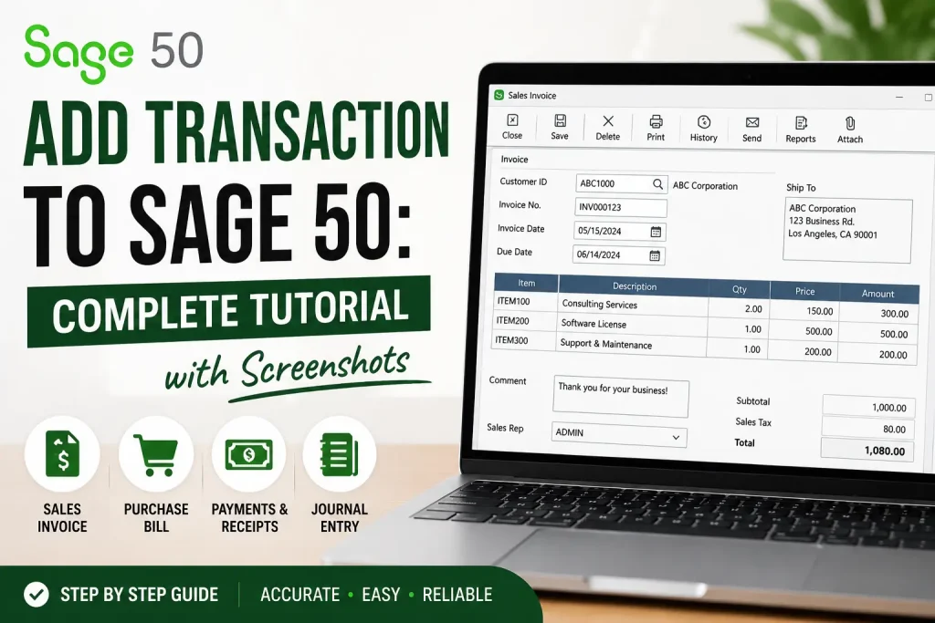 Add Transaction to Sage 50: Complete Tutorial with Screenshots